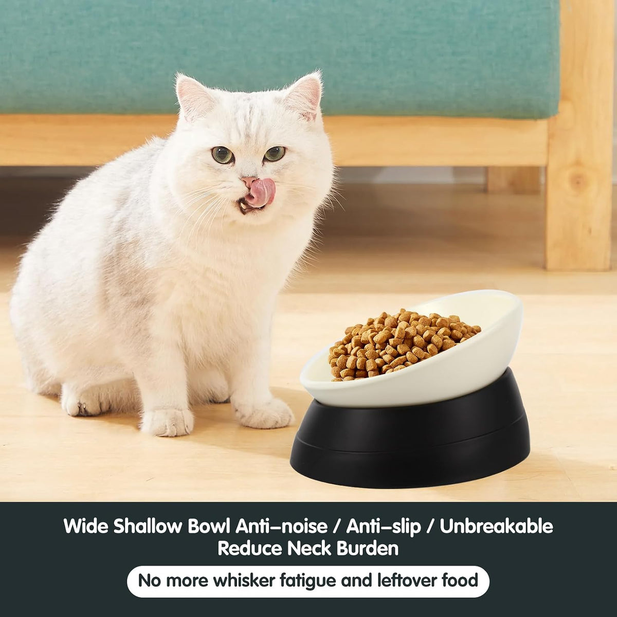 Bulldog Bowl Anti-Slip Dog Cat Dish Detachable Rubber Dog Bowl Pet - Black / 2 Cup ( Small/Medium Dog ) - image 2