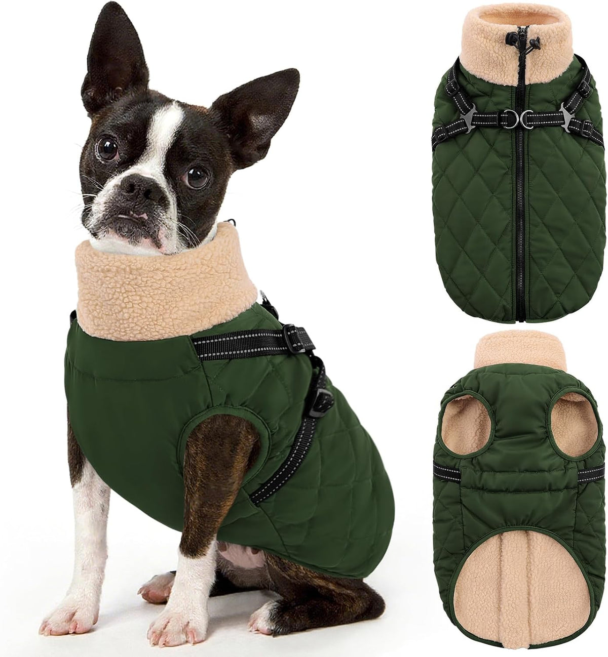 Dog Coat for Small Dogs with Harness Dachshund Coat Dog Jacket – Essentials for Dogs - Large / ArmyGreen