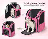 Pecute Cat Backpack Carrier, Expandable Cat Carrier Backpack with Breathable Mesh, Pet Carrier Backpack for Cats Small Dogs Puppies, Dog Backpack Carrier Great for Travel Hiking Camping Outdoor
