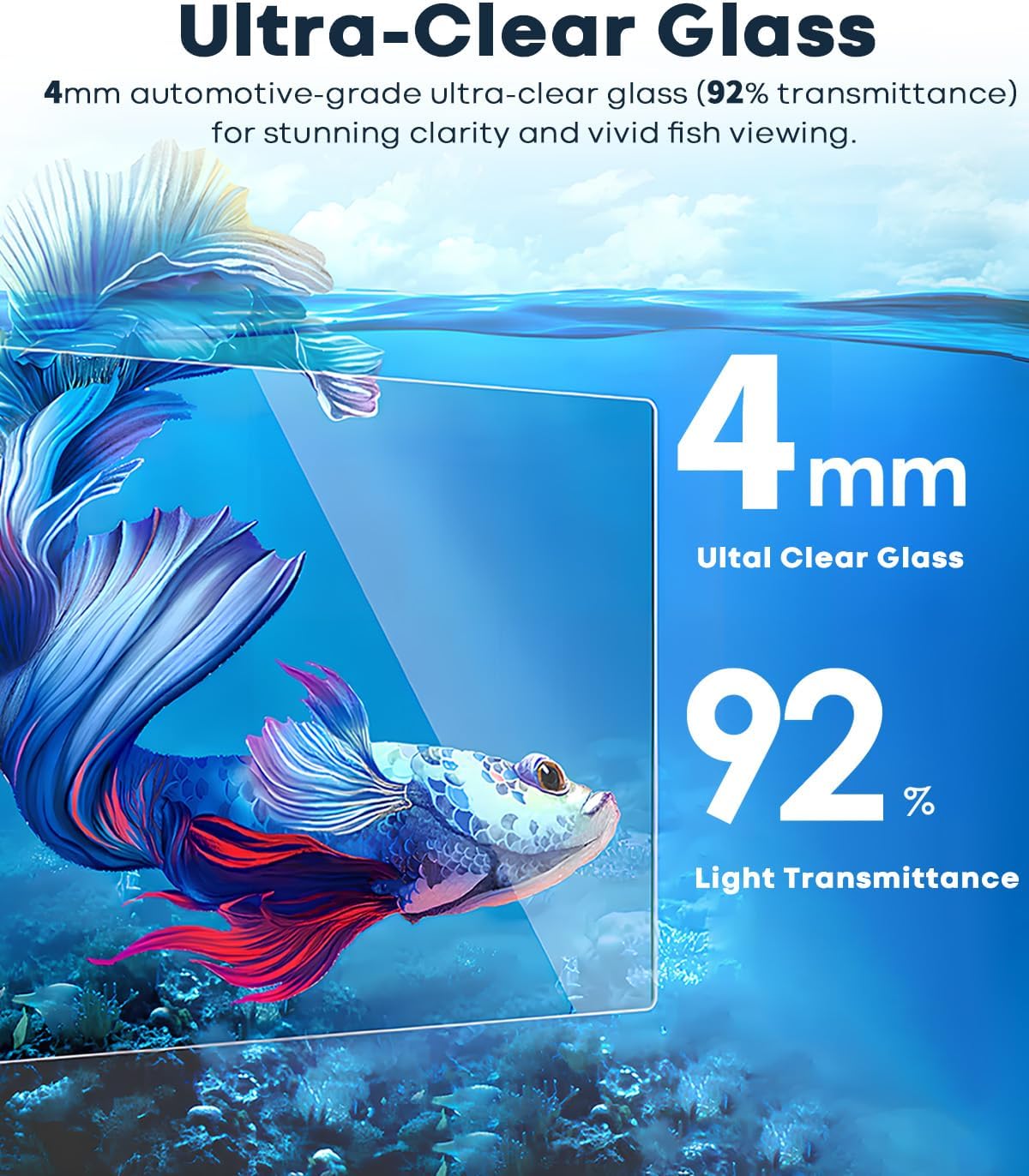 1.25 Gallon Fish Tank Small Glass Aquarium Kit Starter Set Dark - 1 Gallon - image 2
