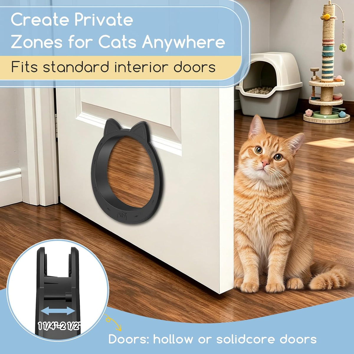 Large Cat Door Interior Door - Black - image 3