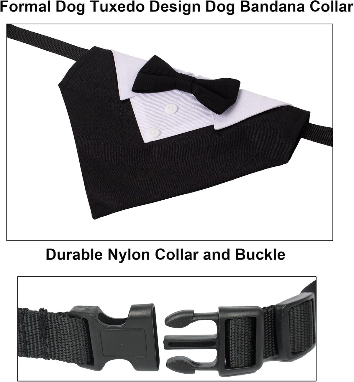 ADOGGYGO Dog Tuxedo Collar, Wedding Dog Bow Tie - Large / Black - image 4