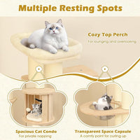 Tangkula 71” Tall Cat Tree, Multi-Layer Wood Cat Tower with Scratching Posts, Perch, Condo, Space Capsule, Ladder, Dangling Ball, Washable Cushions, Modern Cat Tree Tower for Indoor Cats Large Adult