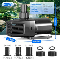 hygger 24V DC Adjustable Aquarium Water Pump & Wavemaker,30dB Quiet Return Pump,10-Speed Flow Control, Dry Run Anti-Block Protection for Freshwater Saltwater Ponds Fountains (28W, 800GPH/3000LPH)