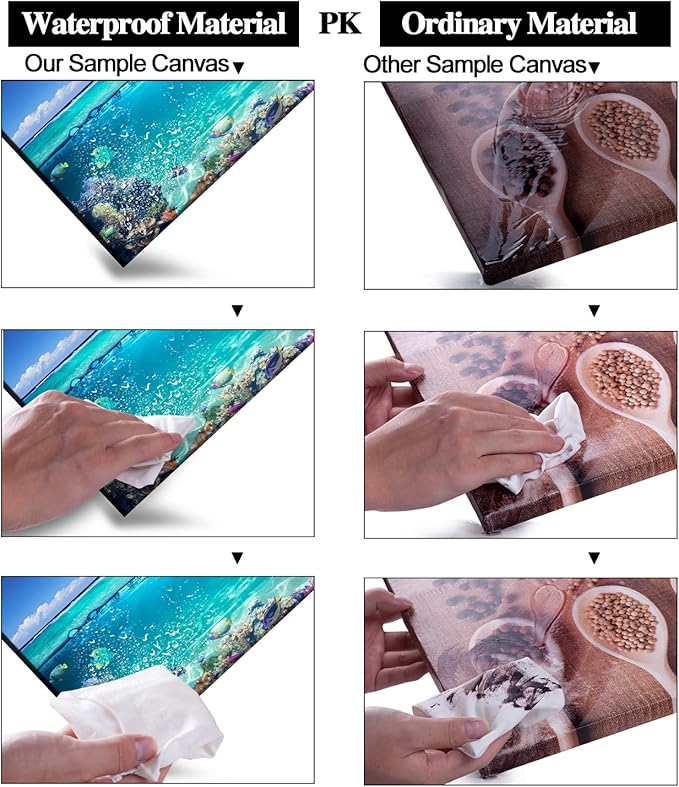Tropical Island Coral Reef Landscape Canvas Wall Art for Living Room,Unique View Split Waterline Scenery,Beautiful Nature Summer Travel Scenic Picture Print Artwork Painting Decor,Inner Frame 30x60