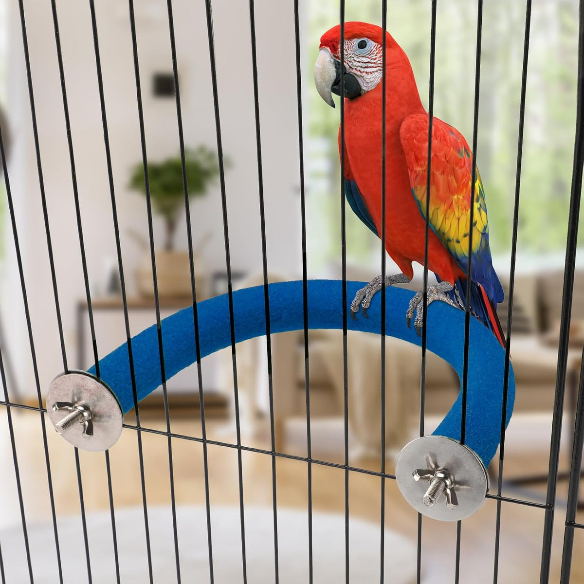 U-Shaped Large Parrot Perch, Quartz Bird Perch for Cage – Essentials for Birds - X-Large / Blue - image 3