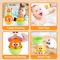 MOONTOY chicken nesting eggs stacking toy with rooster, hen, chick and small egg - view 3