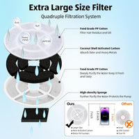 Kastty 2.5Gal/9.5L Dog Water Fountain Extra Large Pet Water Fountain - 6pack replacement f ilters - image 2