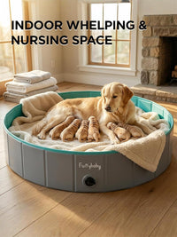 Furrybaby Foldable Dog Pool Non-Slip Hard Bath Tub Indoor Outdoor - 64*12inch / Grey,blue - image 4