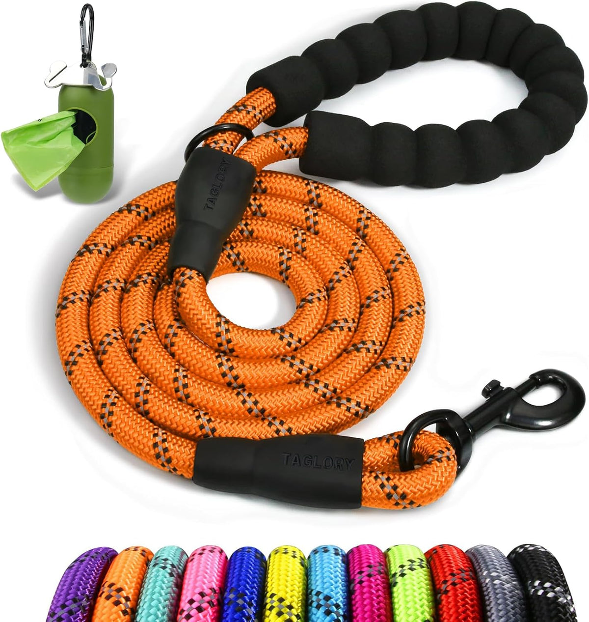 Taglory Rope Dog Leash for Medium Large Dogs - 1/2" x 6 FT (20~120 lbs.) / Orange