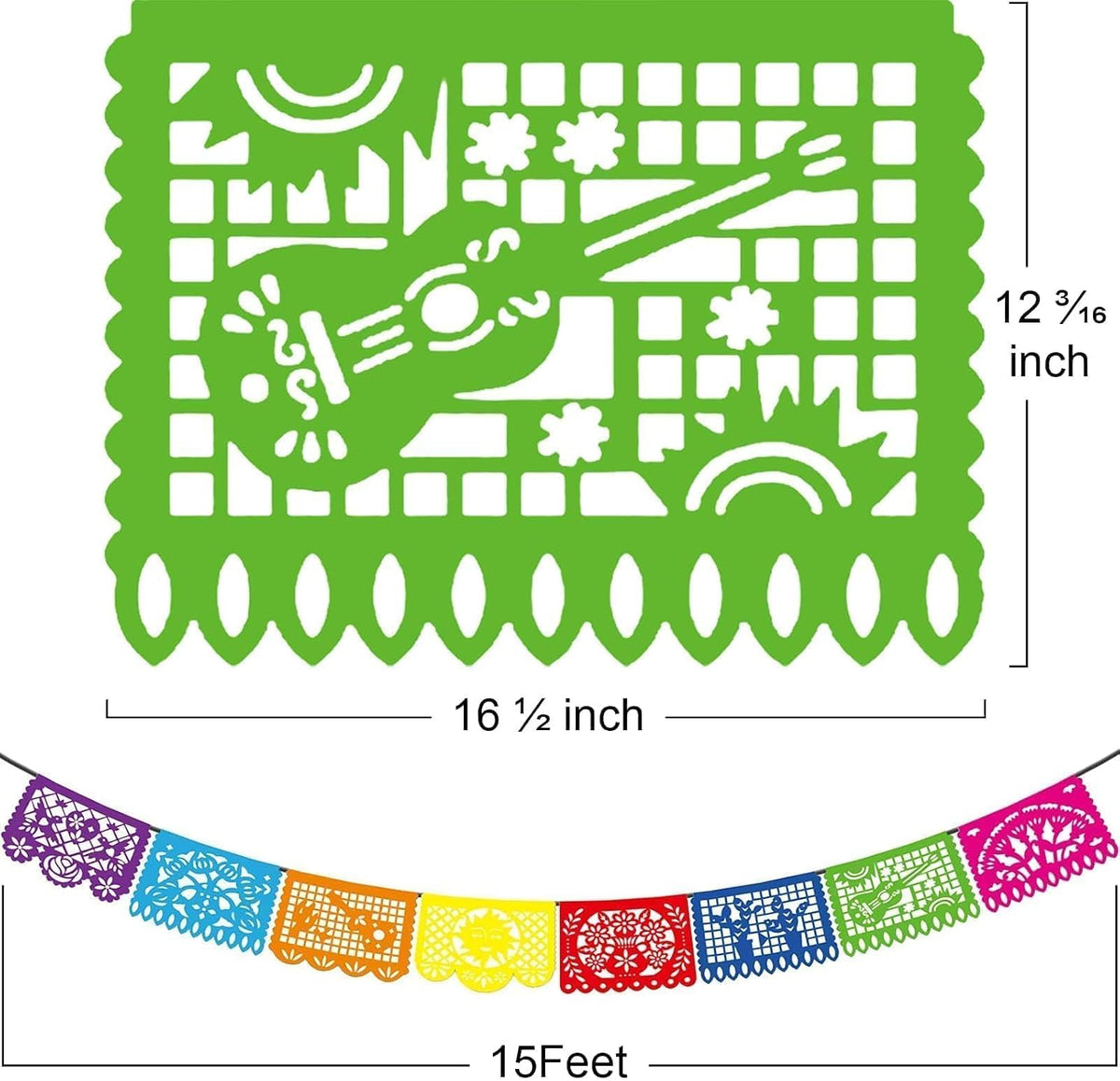 Asoulin 6 PCS Papel Picado Dia De Los Muertos - Multicolour - image 2
