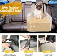 Dog Car Seat for Small/Medium Dogs, Memory Foam Dog Booster Seat - White / Medium - image 4