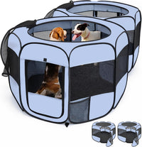 2-in-1 XLarge Cat Playpen - Grey / Round / L, 83.5"L x 41.4"W x 32.3"H