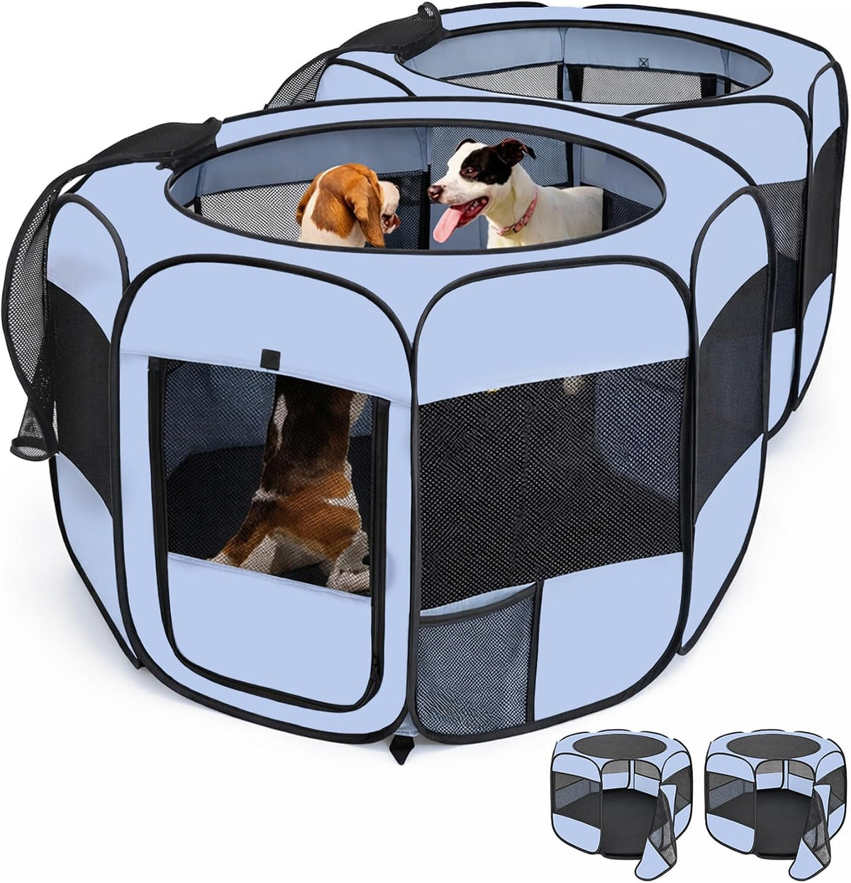 2-in-1 XLarge Cat Playpen - Grey / Round / L, 83.5"L x 41.4"W x 32.3"H