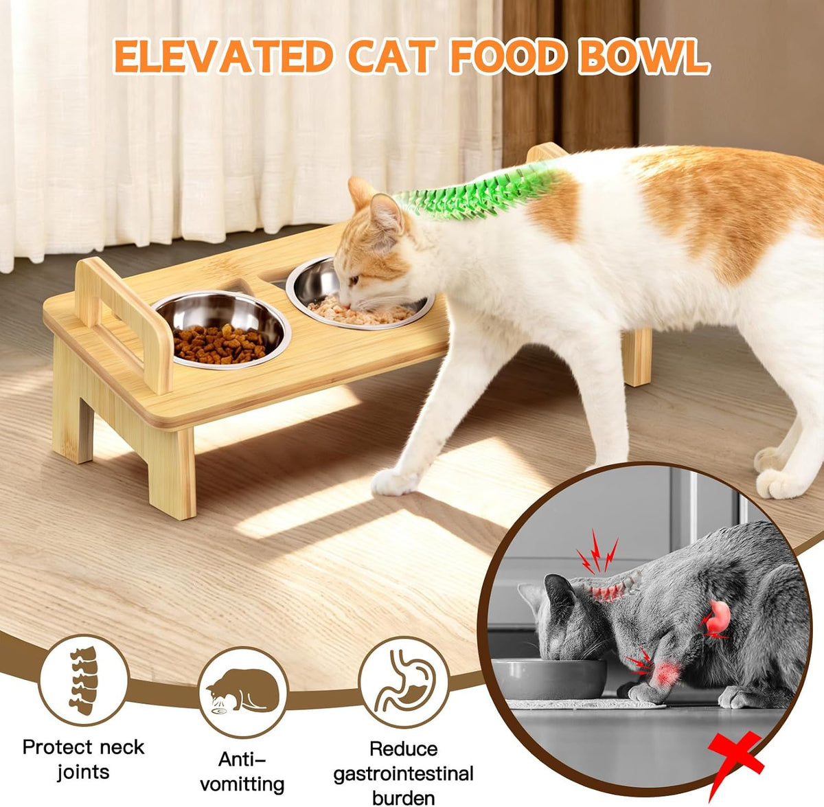 Bamboo Elevated Cat Bowls - 3 bowls - image 3