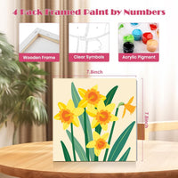 MISCER paint by numbers 4-pack with framed 8x8 inch landscape canvases, acrylic paints and brushes - view 13