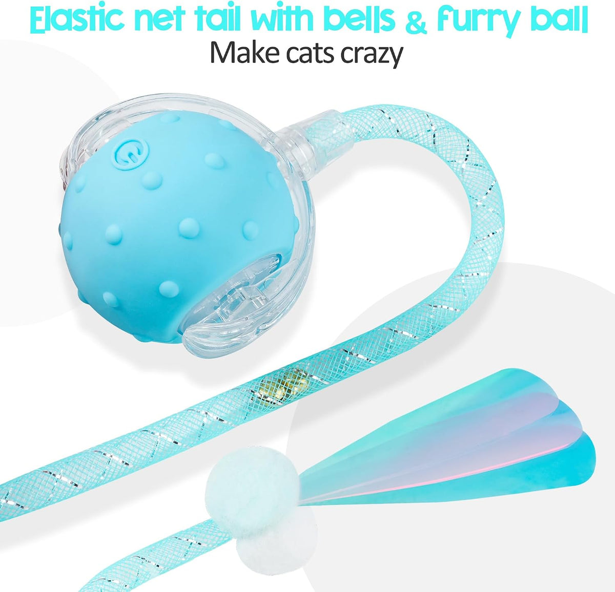 Interactive Cat Toys Ball, Automatic Moving Ball Toy - Blue - image 4