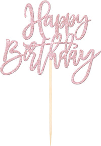 ZHUOWEISM 1 PCS Gold Happy Birthday & Anniversary Cake Topper – Fun for Kids & Family - Light Pink - image 3