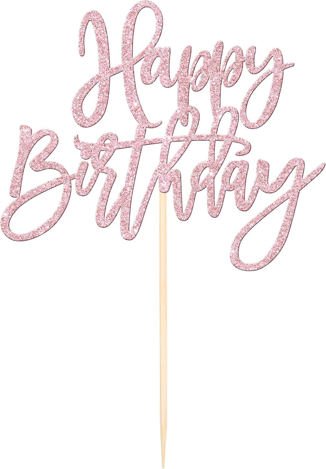 ZHUOWEISM 1 PCS Gold Happy Birthday & Anniversary Cake Topper – Fun for Kids & Family - Light Pink - image 3