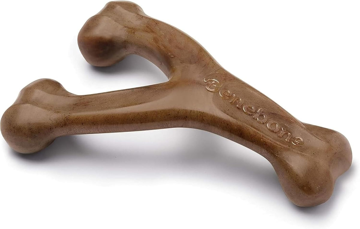 Benebone Wishbone Dog Chew Toy for Aggressive Chewers - REAL Bacon / Small