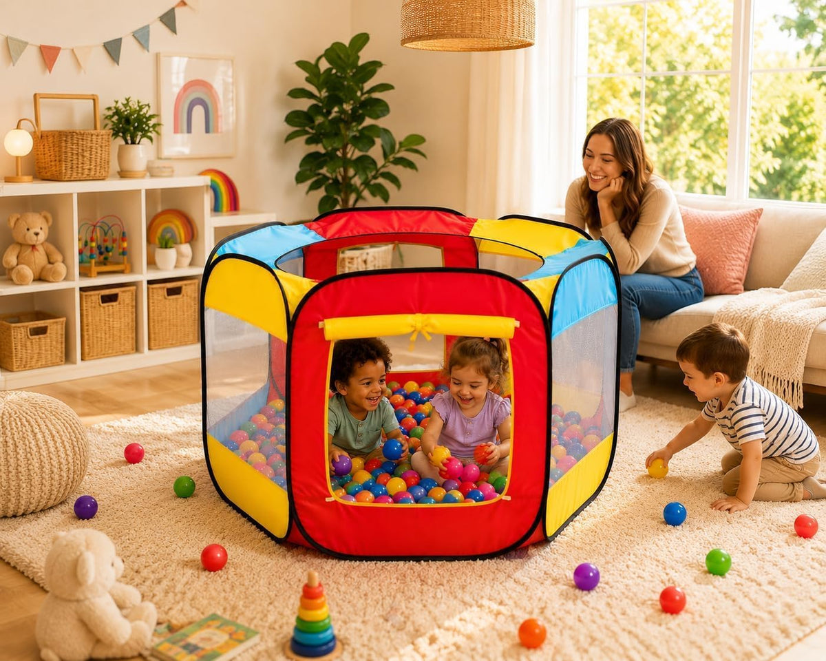 Kiddey kids play tent with 100 colorful balls, mesh windows and pop-up frame - view 6
