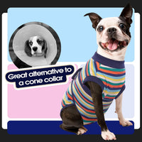Dog Surgery Suit, Surgical Suit for Dogs, Dog Onesie for Surgery – Essentials for Dogs - S(back:11.4-13.4in,wt:7-15lbs) / Dark Blue Stripes - image 3