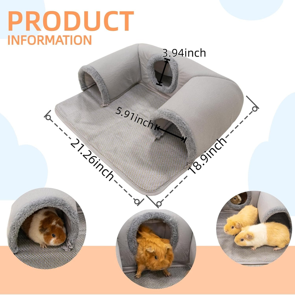 Guinea Pig Hideout Tunnel with Warm Bed for Small Pet 3 Cave Small - White - image 3