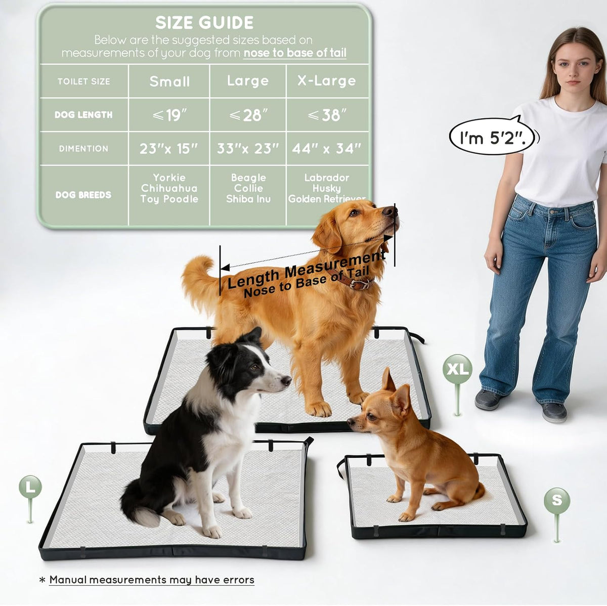 HQ4US 4LEGS Large Portable Dog Pee Pads Foldable Liner Base 33''x23'' - L 33'' x 23'' for Dog＜ 28" Length - image 3