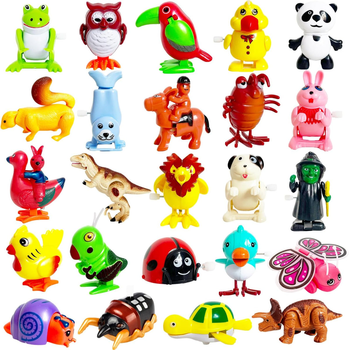 Baaxxango 24 assorted wind up animal toys including frog, panda and snail
