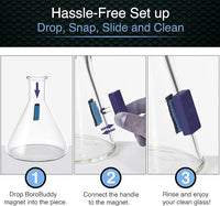 SNOWTREE Magnetic Glass Cleaner BoroBuddy | Glass Pieces, Bottles, Vases | Compact Design for Tighter Spaces & Smaller Glass Pieces | Double Sided | Purple