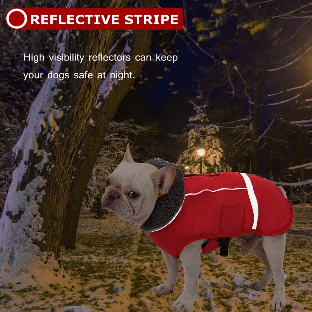 QBLEEV Warm Dog Coat, Reflective Dog Jacket - Red / Large - image 2