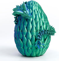 3D Printed Dragon Egg, Large 12" for Kids, Dragon Lovers - Green Mix Blue