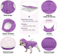 Dog Winter Coat,Warm Fleece Lined Dog Jacket with Leash Hole & Hood – Essentials for Dogs - Purple / X-Large - image 4