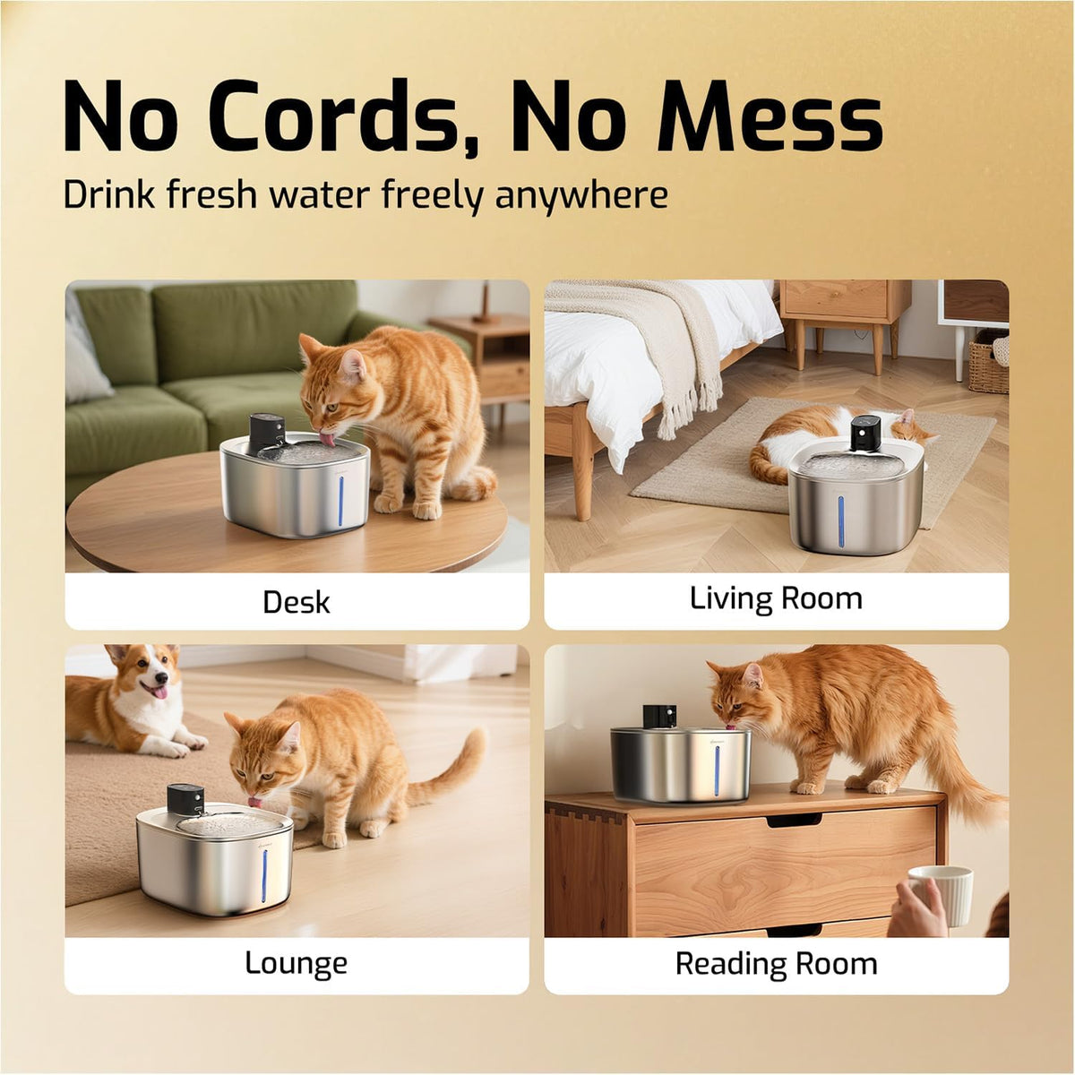 Wireless Cat Water Fountain Filter - Black Cat Fountain+5 Set Filters - image 3