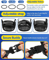 Dog Muzzle, Soft Air Mesh Muzzle for Small Medium Large Dogs Anti Biting Barking Chewing, Breathable Drinkable Adjustable Loop Pets Muzzle for German Shepherd Husky Labrador Retriever (Black,S)