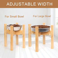 Adjustable Width Bamboo Elevated Dog Bowl Stand - Medium (10" High) / Black - image 11