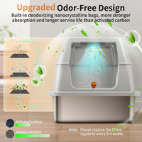 Stainless Steel Cat Litter Box with Lid, Flip-Top XL Large - Grey - image 3