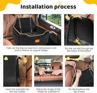 Dog Car Seat for Large/Medium Dog, Booster Seat for Dogs Under 55Lbs or 2 Small, Detachable and Washable Travel Pet Seat with Thick Cushion and Storage Pockets (Black)