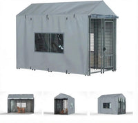 Outdoor Dog Kennel Cover, 8.1'Dx4.1'Wx6H, Full Coverage Black – Essentials for Dogs - Gray / 8.1'D x 4.1'W x 6'H