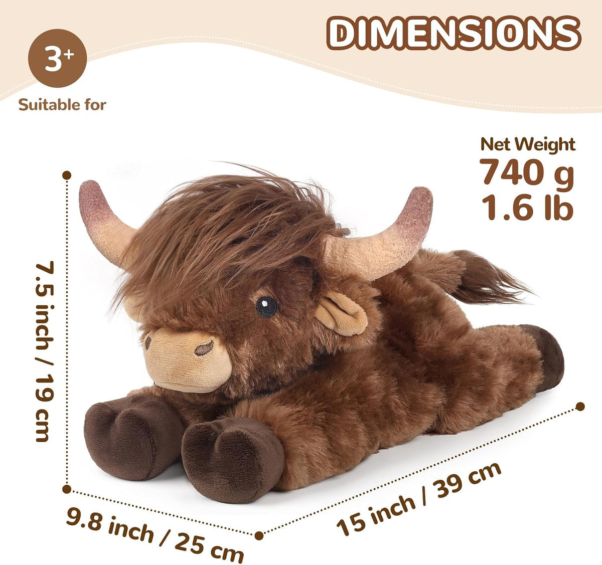Capybara Stuffed Animals, Microwavable Stuffed Animal Adorable Fluffy Capybara Plush for Warmth - Highland Cow-2 - image 3