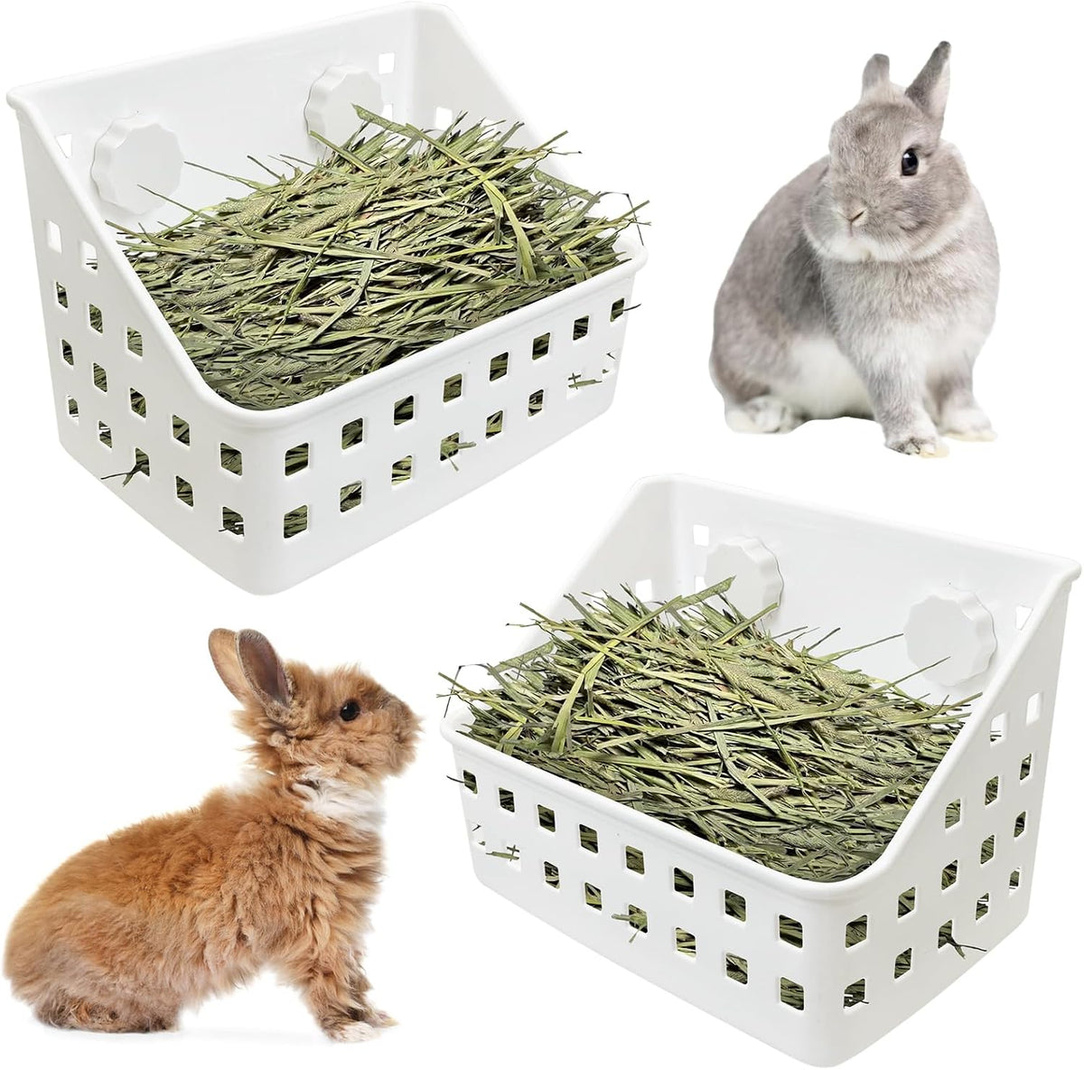 Hay Feeder for Rabbit, Bunny Hay Holder Guinea Pig Hay Feeder Plastic Hay Rack for Rabbits Small - 7.5 X 4.7 X 5.5 inches, 2 Pieces