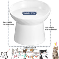 4 Pcs Ceramic Raised Cat Bowls - White and Black - image 2