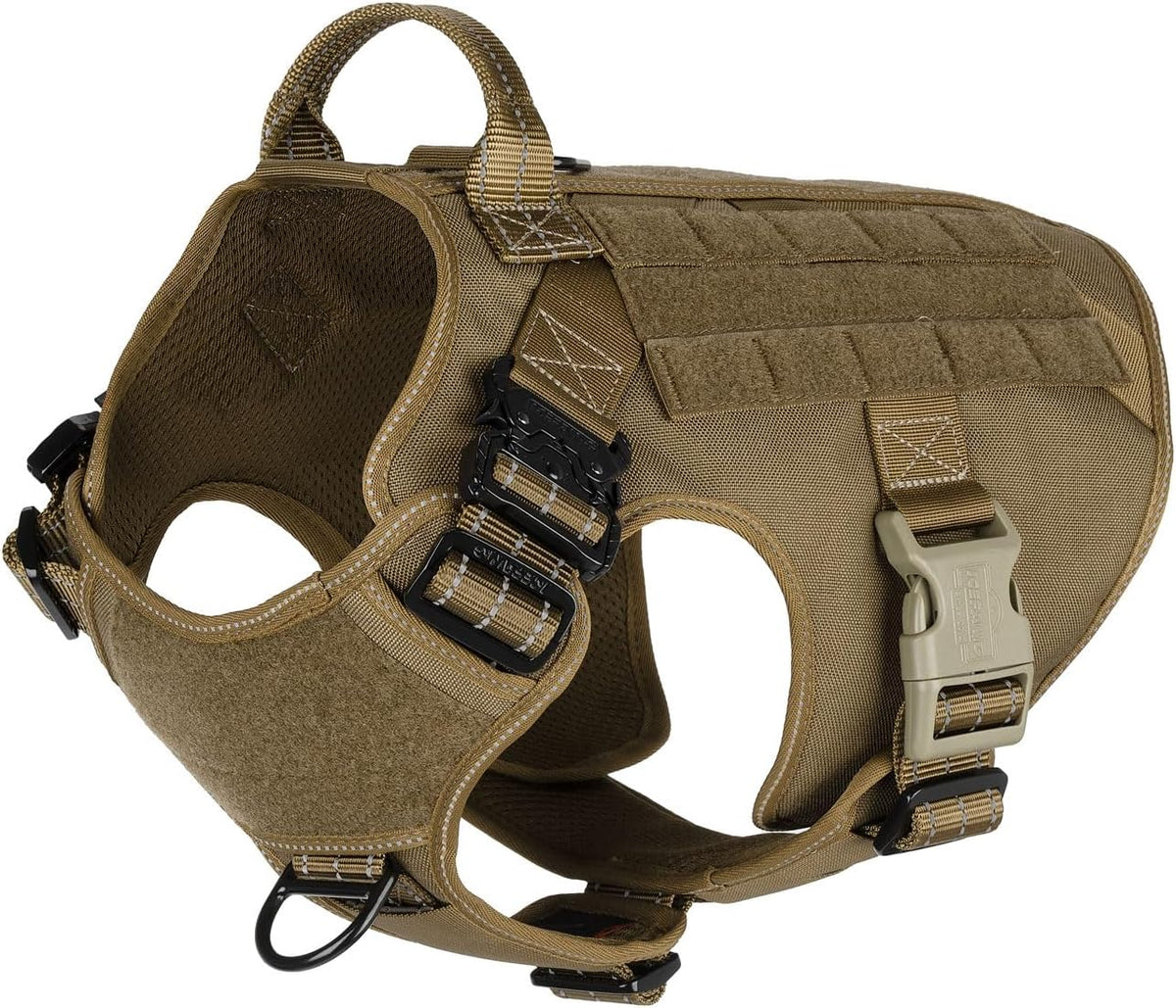 Tactical Dog Harness for Large Dogs, Reflective No Pull Dog Vest - X-Large (Pack of 1) / Brown