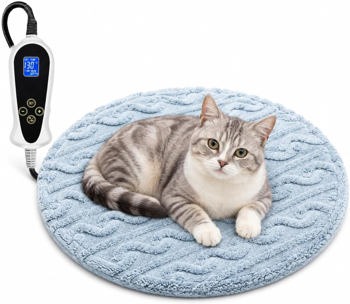 Large Dog Heating Pad 34×21in Obtained MET&UL Dual Certification-Gray – Essentials for Dogs - Grayish blue / Round-16 in