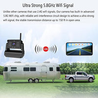 Wireless Backup Camera, Ultra Strong Signal Crystal Clear Picture Magnetic Rechargeable Rear View Reverse Back up Camera for Hitching Gooseneck Horse Boat Travel Trailer Truck Camper RV Pickup Van
