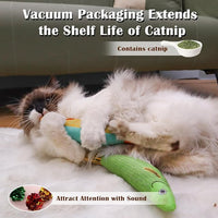 Cat Toys 4 Pack, Fish Shaped Catnip Toys with Crinkle Sound, Durable Interactive Chew & Kicker Toys for Indoor Cats, 8.1 Inch for All Breeds