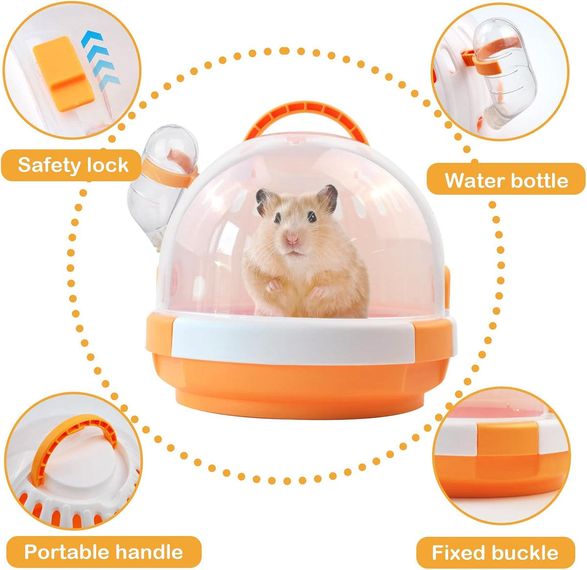 Hamster Carrier Cage Portable Cages Small Animals Carry Travel Case - 【Orange】 - image 4