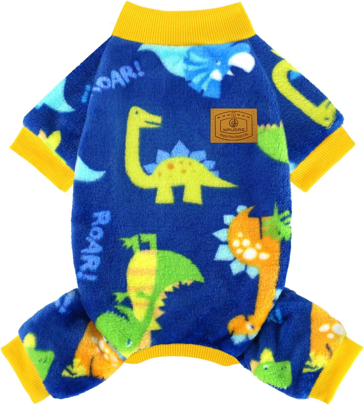 Cow Dog Sweater, Dog Winter Clothes for Small Medium Dogs Girl Boy Fleece Pet Pajamas for Winter - Blue Dino / XX-Large(Chest:21.7-23.6")