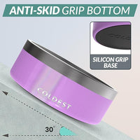 Coldest Dog Bowl - Anti Rust Metal, Non Slip, 3 Layers Insulated Stainless Steel Dog Bowls - Spill Proof & Heavy Duty - Water Bowl for Dogs, Cats, Dish Washer Safe (64 oz, Saturns Purple Glitter)