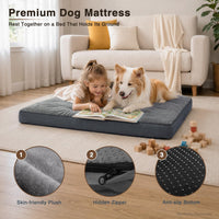 Large Plush Dog Bed for Crate with Washable Cover, 35x22 - 41.0"L x 27.0"W x 3.0"Th / Grey - image 3